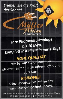 Elektrotechnik Müller Adrian GmbH - Elektroinstallationen - Baustrom - Solaranlagen