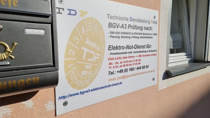 TDF - Techn. Dienstleistung Frieß - Elektro-Notdienst, Planung & Instandhaltung, BGV-A3 Prüfung